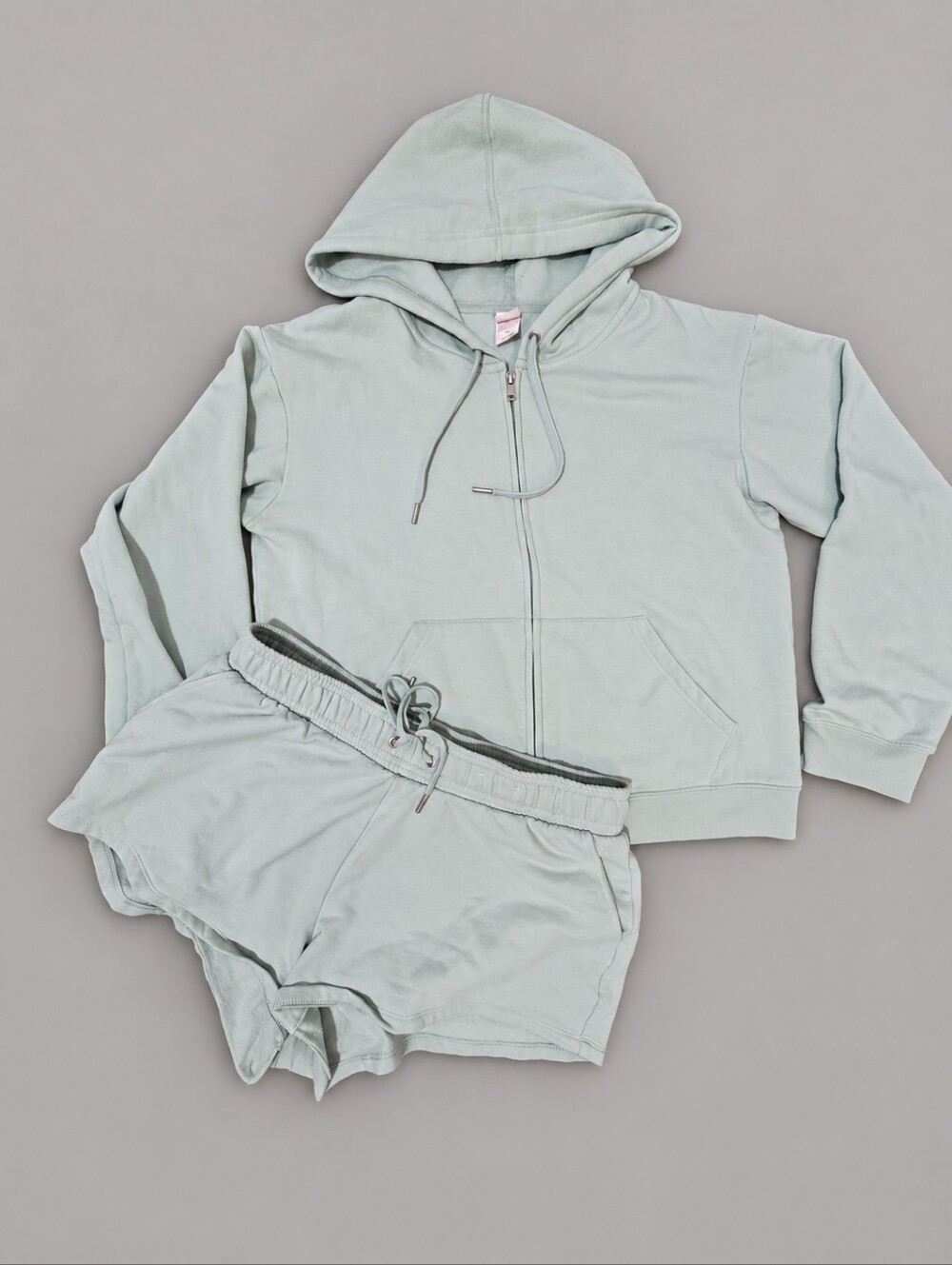 Sage Green Hoodie & Shorts Set Like New
